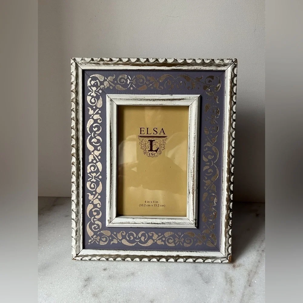 Wood with Floral Motif lavander Joy Elsa L Inc 4x6 Photo Picture Frame